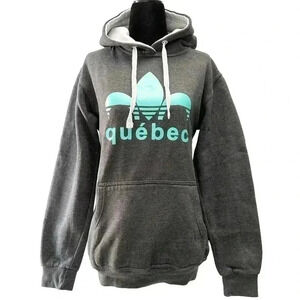 IDEAL Quebec Hoodie Sweatshirt Pullover  Charcoal Grey Teal Green Size Large